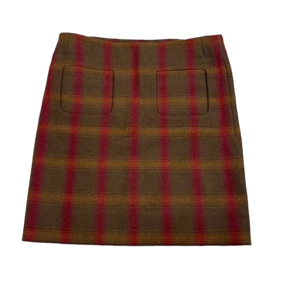 Chloe Plaid Wool Mini Skirt Flat Front